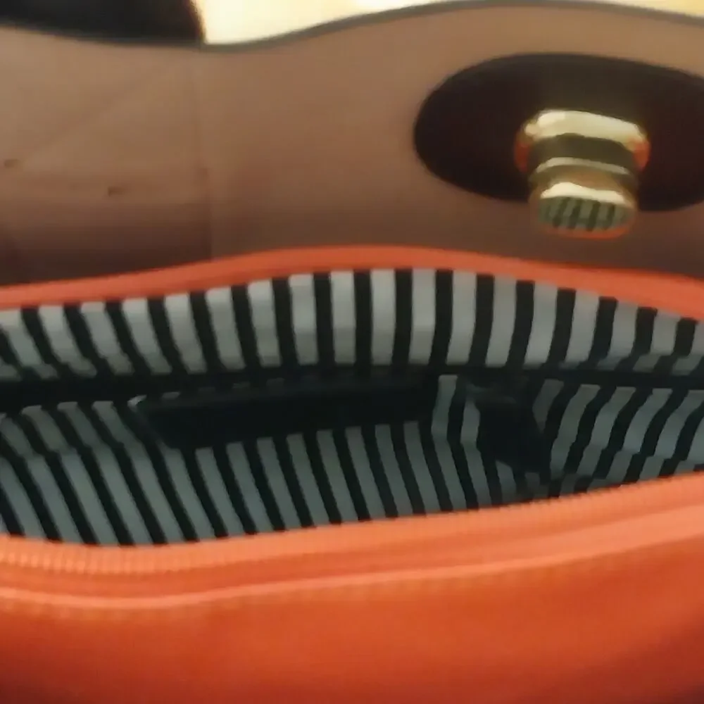 Charming Charlie Orange and Black Studded Satchel